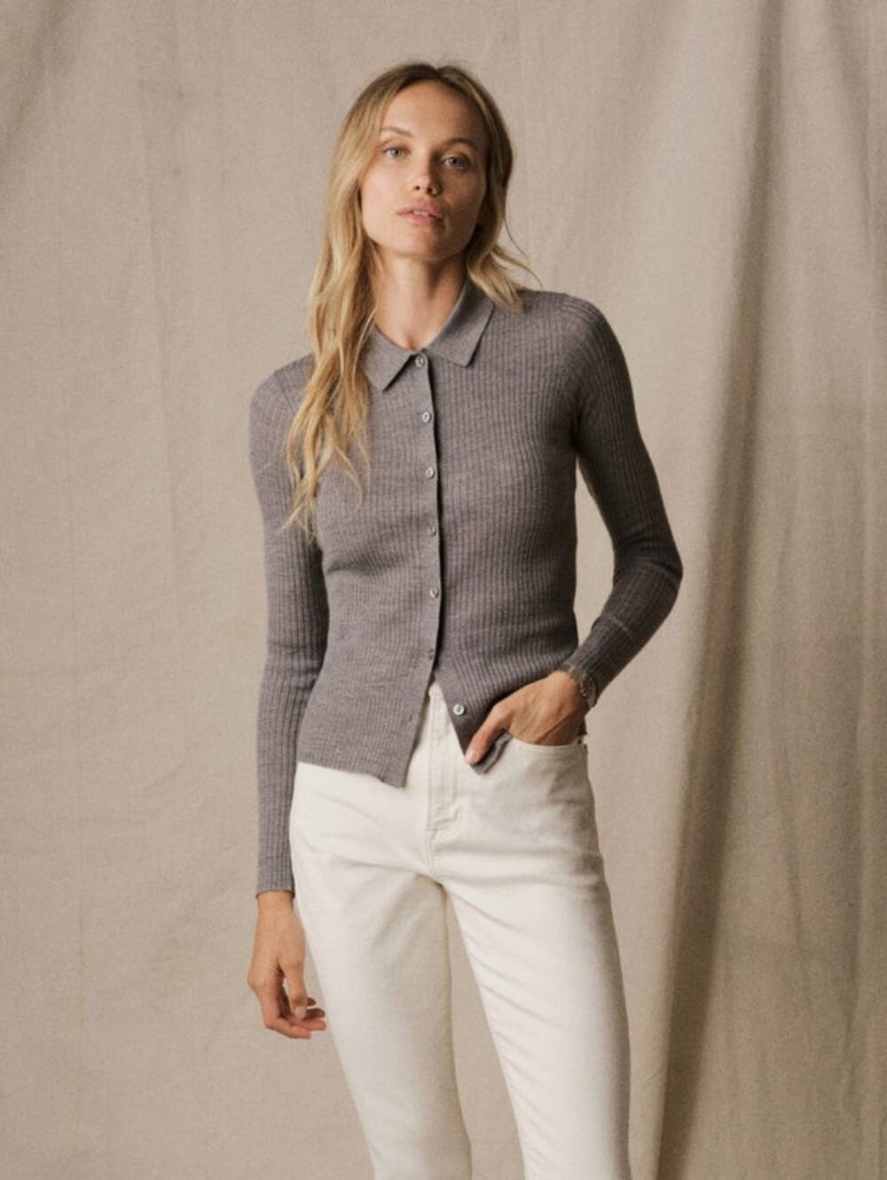 Buck Mason Featherweight Silk Cashmere Collared Cardigan